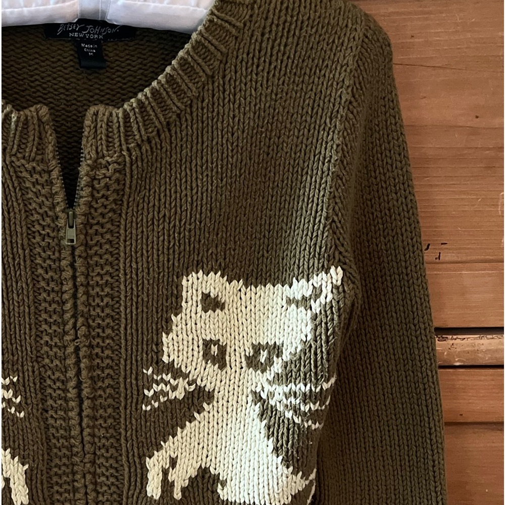 *SOLD* BETSEY JOHNSON GREEN KITTEN CARDIGAN SWEATER SIZE LARGE & MEDIUM - Picture 2 of 8